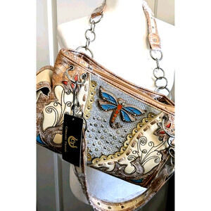 Wild West Style Cottage Core Simply Made Kreations Dragonfly & Studs Handbag